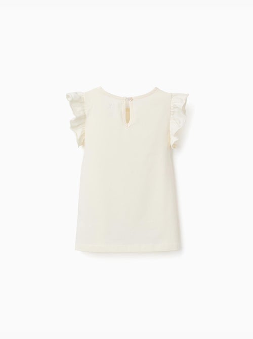 T-shirt avec manches à volants et col rond - Kiabi