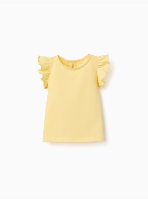 T-shirt avec manches à volants et col rond - Kiabi