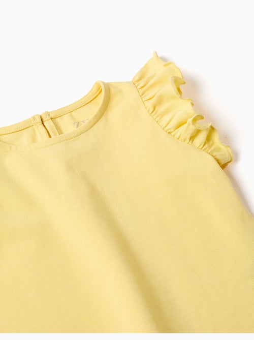 T-shirt avec manches à volants et col rond - Kiabi