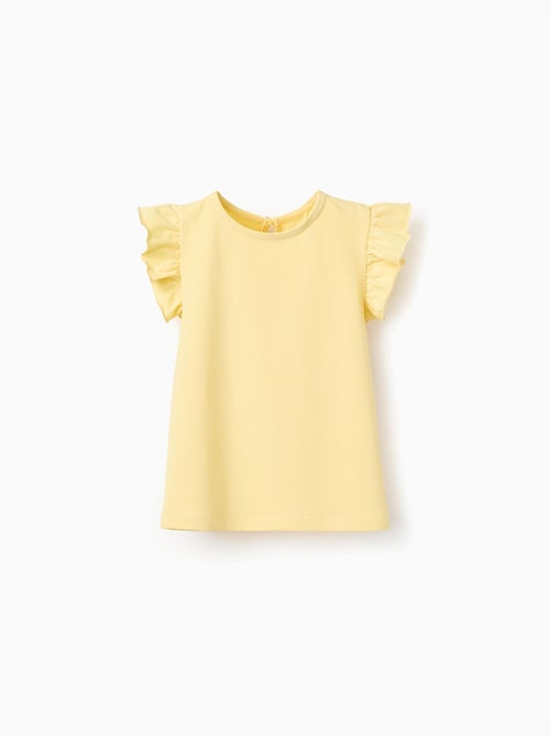 T-shirt avec manches à volants et col rond - Kiabi