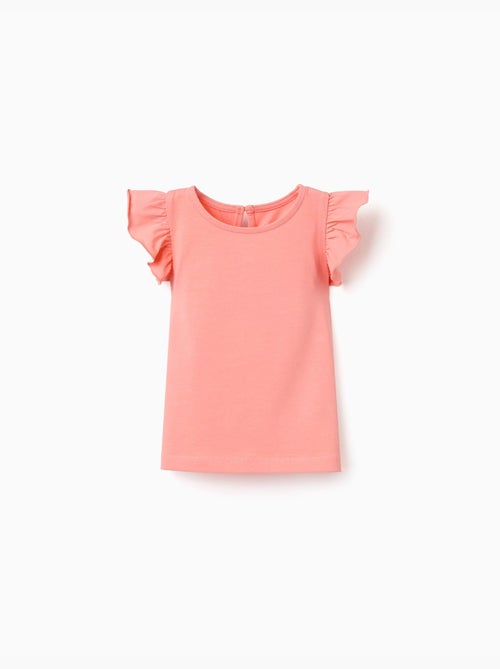 T-shirt avec manches à volants et col rond - Kiabi