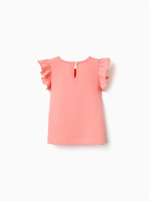 T-shirt avec manches à volants et col rond - Kiabi