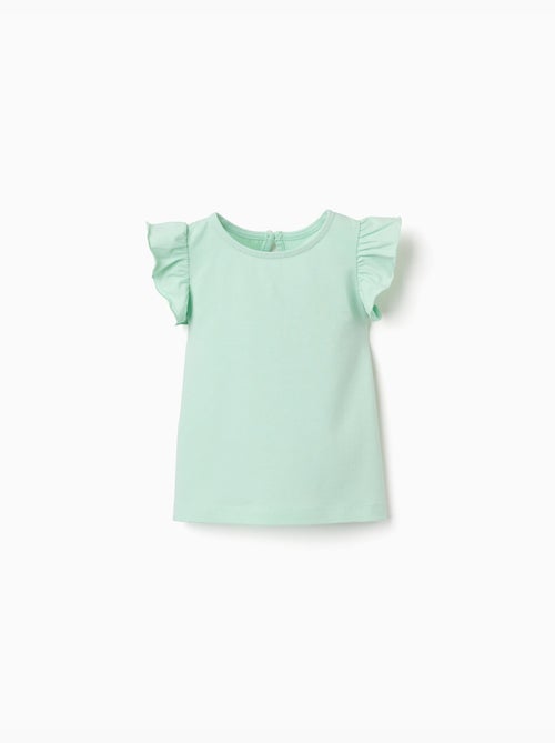T-shirt avec manches à volants et col rond - Kiabi