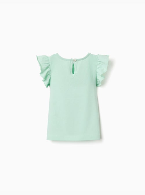 T-shirt avec manches à volants et col rond - Kiabi
