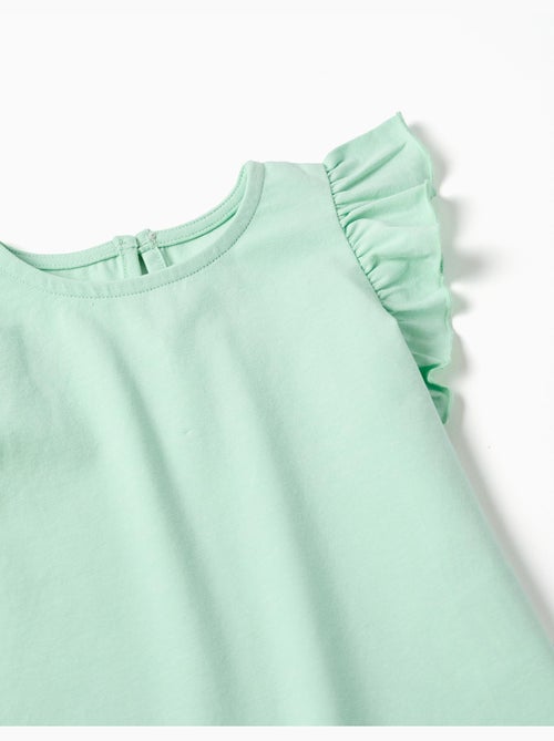 T-shirt avec manches à volants et col rond - Kiabi