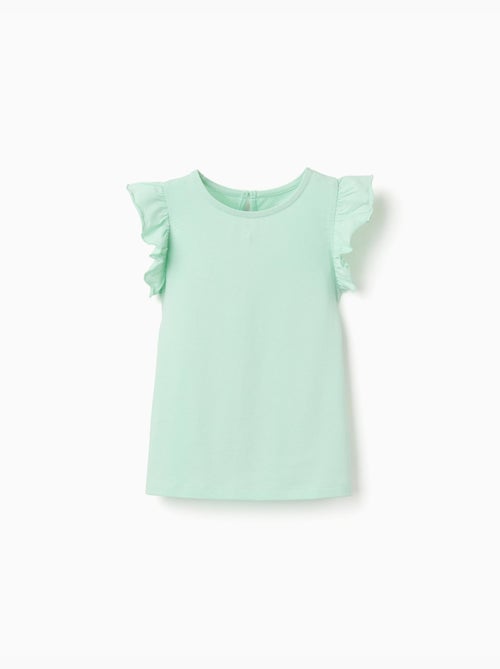 T-shirt avec manches à volants et col - Kiabi