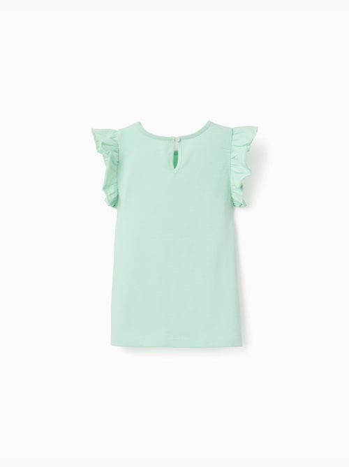 T-shirt avec manches à volants et col - Kiabi