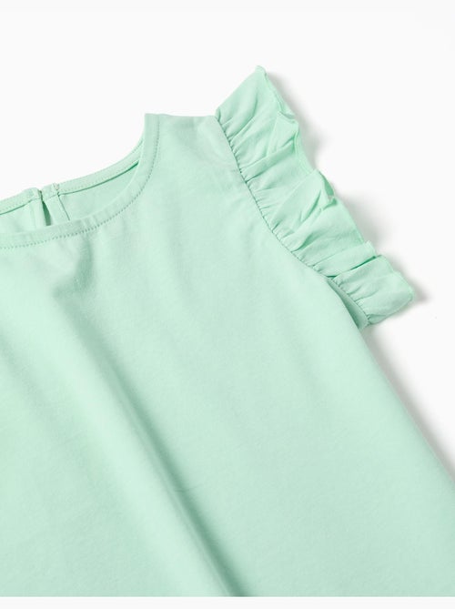 T-shirt avec manches à volants et col - Kiabi