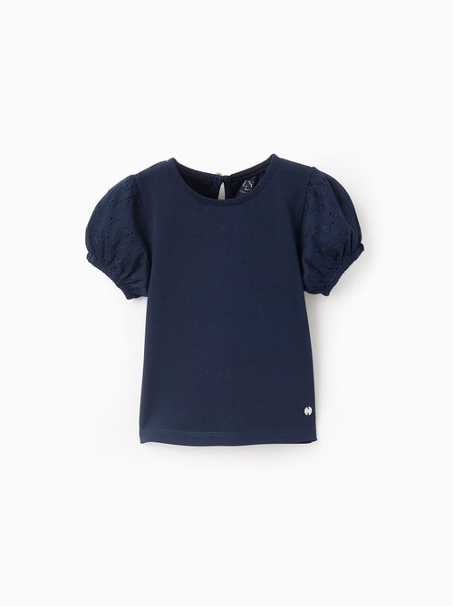 T-shirt avec Manches en Broderie Anglaise - Kiabi
