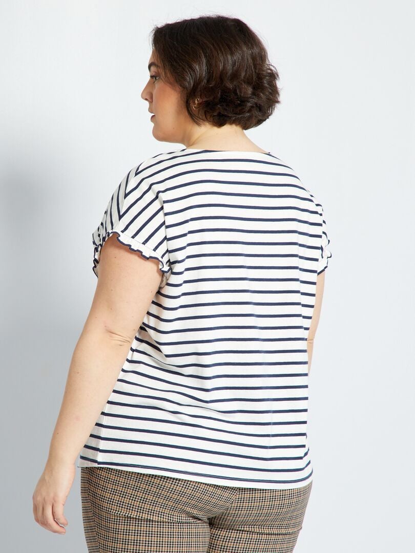 T-shirt avec manches volantées Blanc - Kiabi