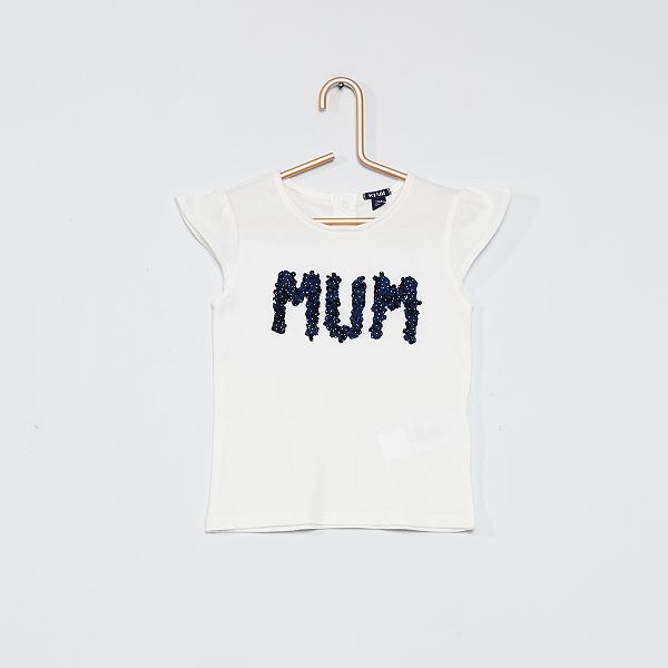 T Shirt Avec Message En Relief Bebe Fille Blanc Bleu Kiabi 4 50