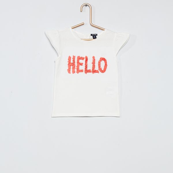 T Shirt Avec Message En Relief Bebe Fille Blanc Rouge Kiabi 4 50