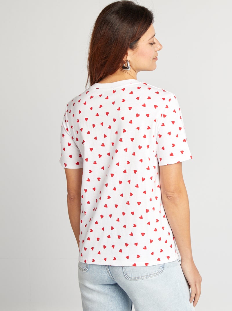 T-shirt avec message EVJF Blanc cœurs - Kiabi