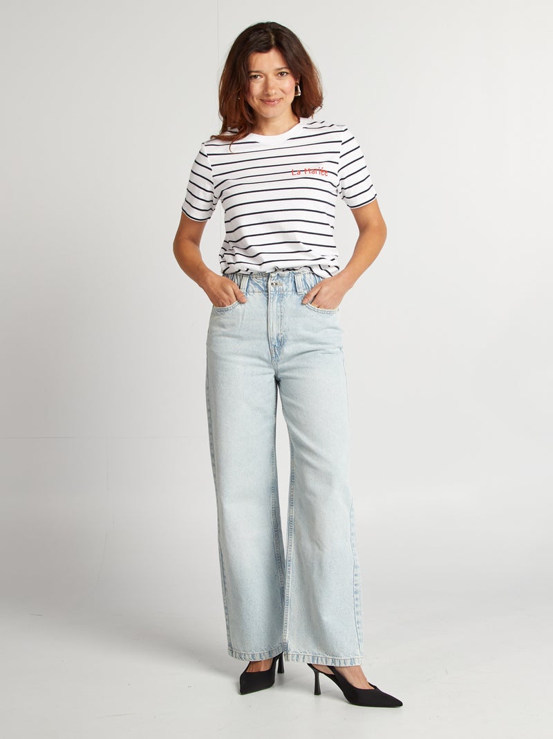 T-shirt avec message EVJF Blanc rayé - Kiabi