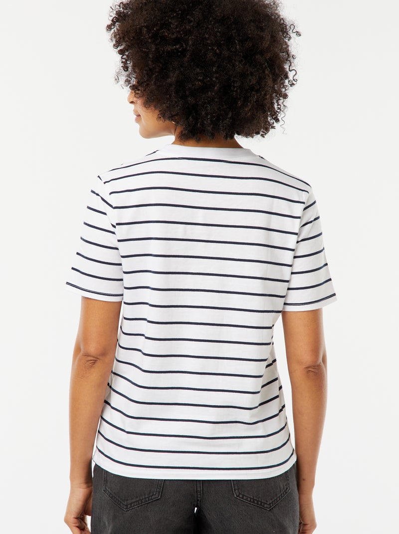 T-shirt avec message EVJF Blanc rayé - Kiabi