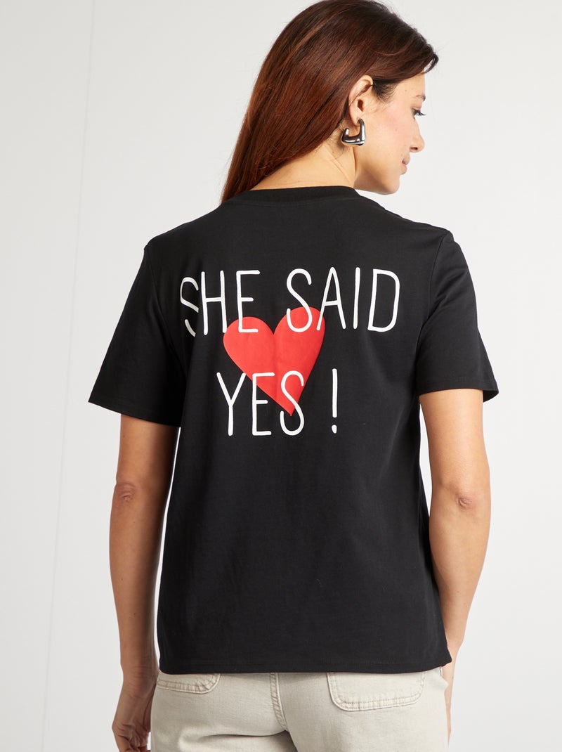 T-shirt avec message EVJF Noir - Kiabi