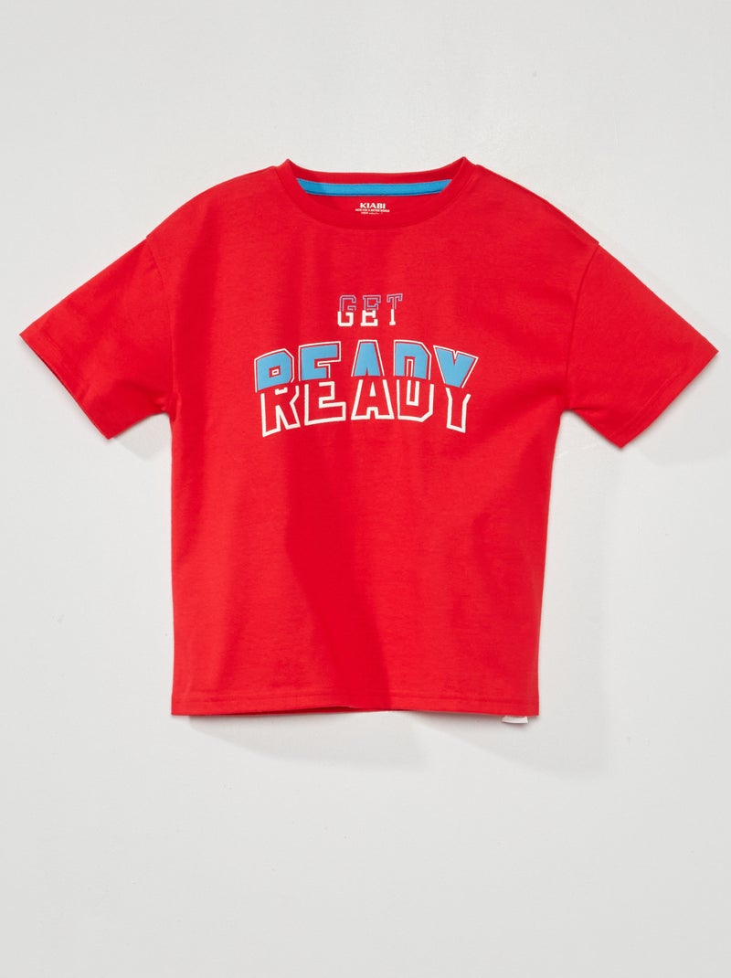 T-shirt avec message Rouge - Kiabi