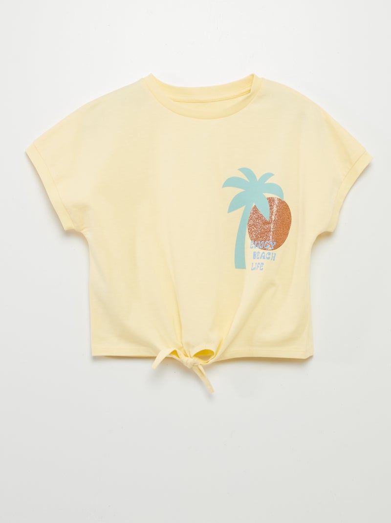 T-shirt avec nœud à la base Jaune - Kiabi