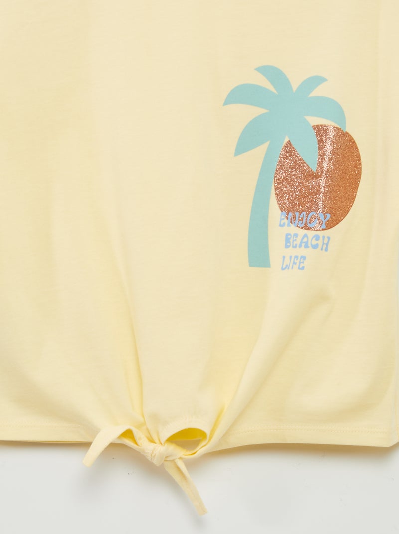 T-shirt avec nœud à la base Jaune - Kiabi
