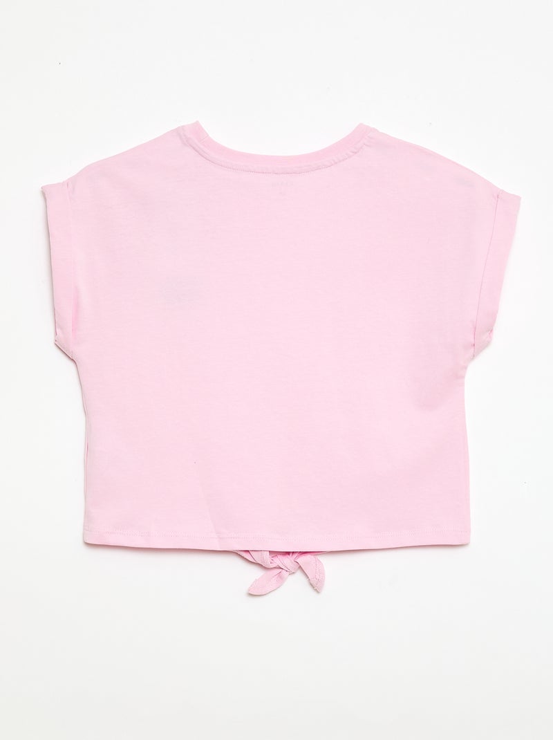 T-shirt avec nœud à la taille Rose - Kiabi