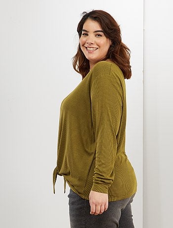Grande taille femme - T-shirt avec nœud sous ventre - Kiabi