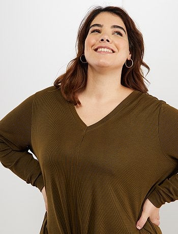 Grande taille femme - T-shirt avec nœud sous ventre - Kiabi