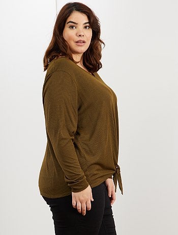Grande taille femme - T-shirt avec nœud sous ventre - Kiabi
