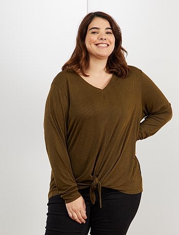 Grande taille femme - T-shirt avec nœud sous ventre - Kiabi