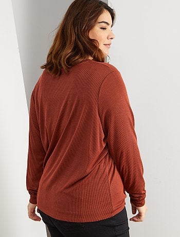 Grande taille femme - T-shirt avec nœud sous ventre - Kiabi