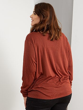 Grande taille femme - T-shirt avec nœud sous ventre - Kiabi