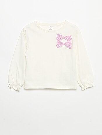 T-shirt avec nœuds décoratifs manches longues