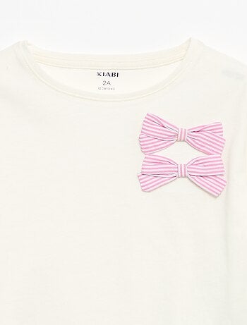 T-shirt avec nœuds décoratifs manches longues