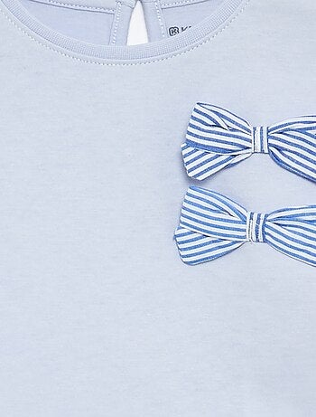 T-shirt avec nœuds décoratifs manches longues
