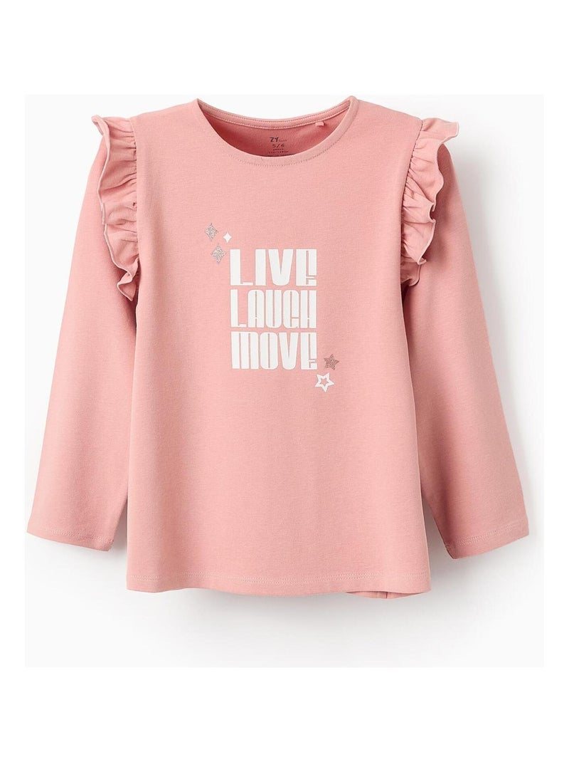 T-shirt avec paillettes et volants DANCE ROOM Rose - Kiabi