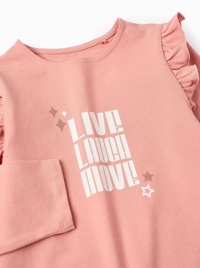 T-shirt avec paillettes et volants DANCE ROOM Rose - Kiabi