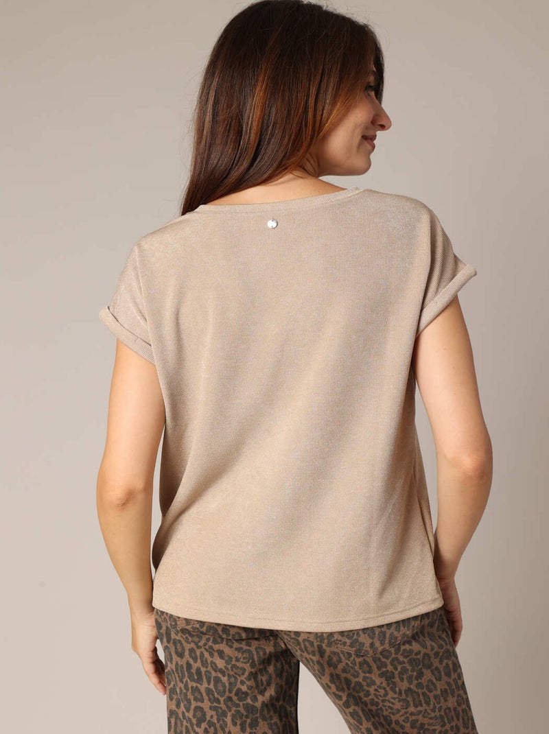 T-shirt avec passepoil fantaisie 'Deeluxe' Beige - Kiabi