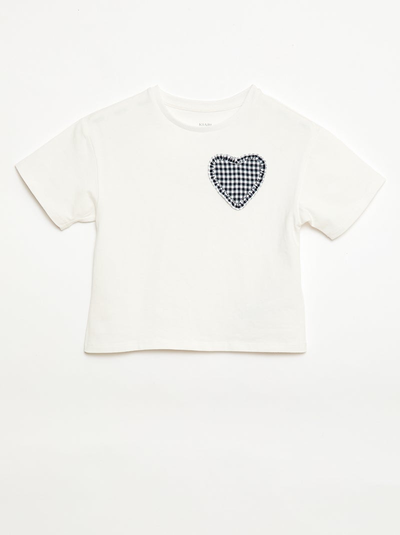 T-shirt avec patch vichy Blanc - Kiabi
