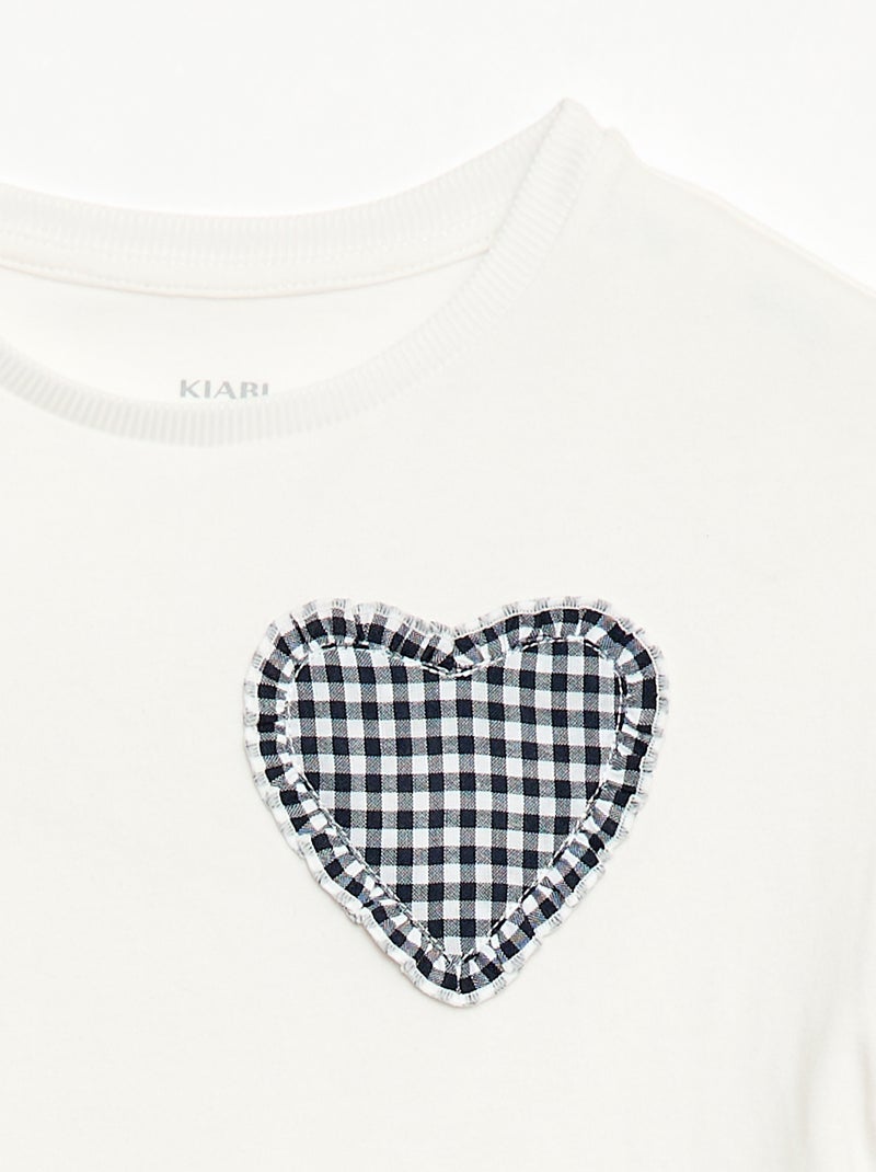 T-shirt avec patch vichy Blanc - Kiabi