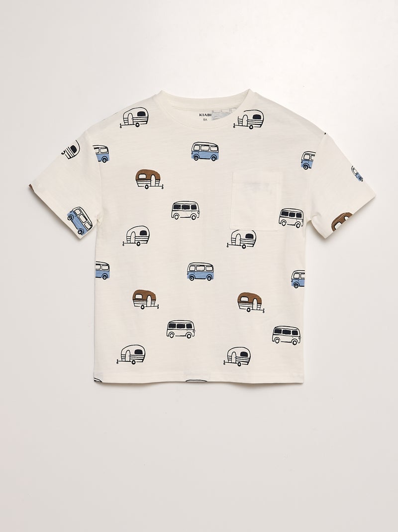 T-shirt avec poche Blanc imprimé - Kiabi