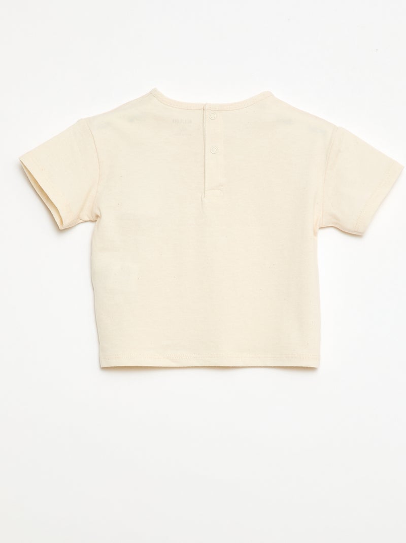 T-shirt avec poche fantaisie et broderie Blanc - Kiabi