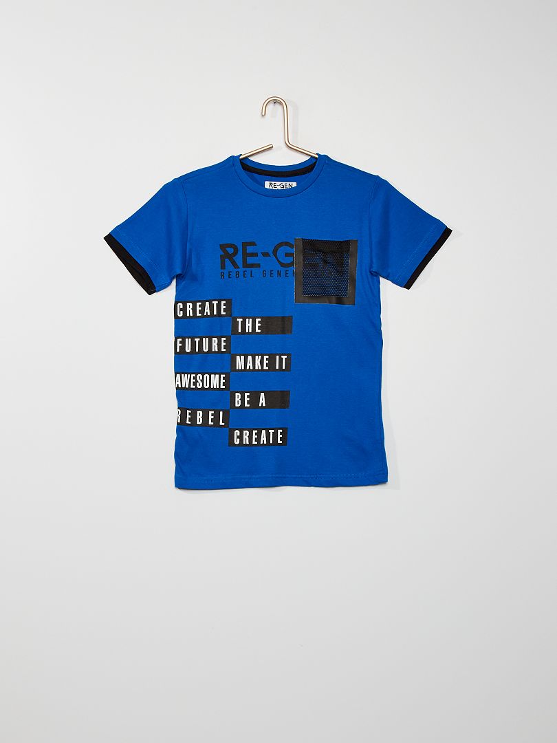 T-shirt avec poche filet bleu - Kiabi