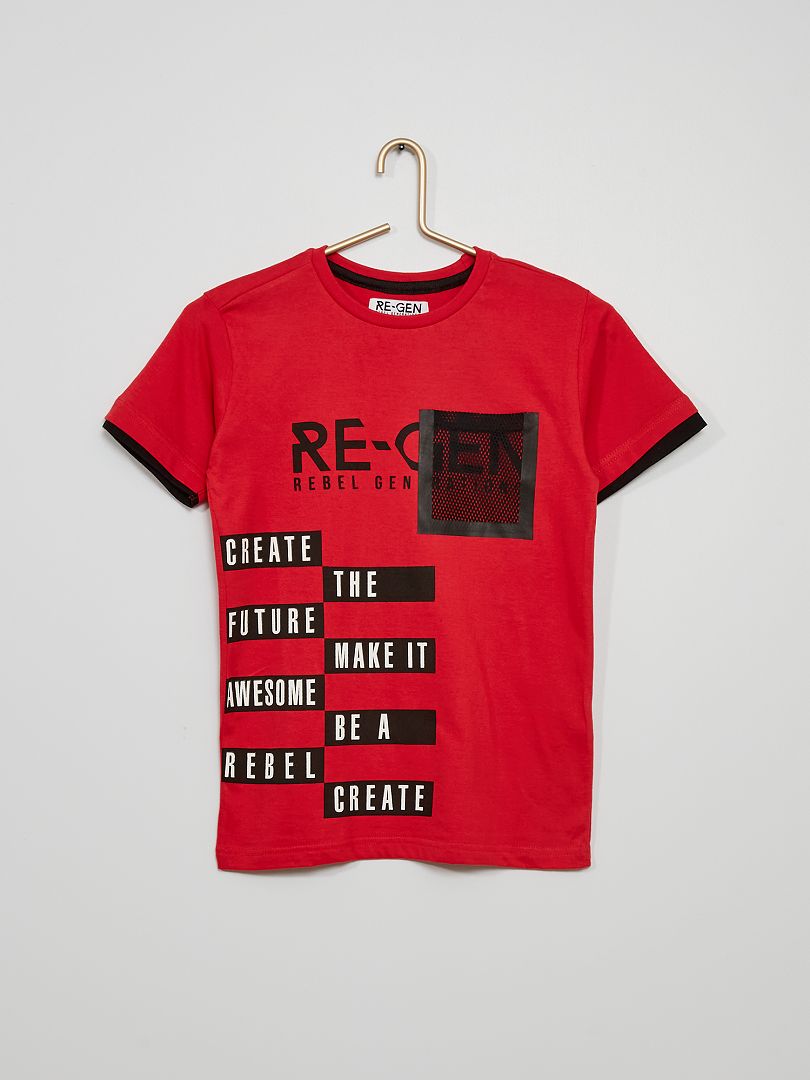 T-shirt avec poche filet rouge - Kiabi