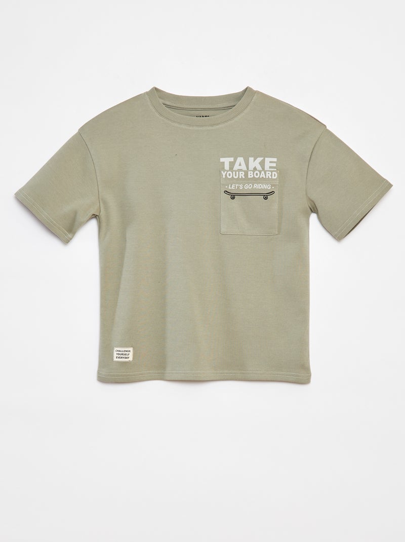 T-shirt avec poche imprimée VERT - Kiabi