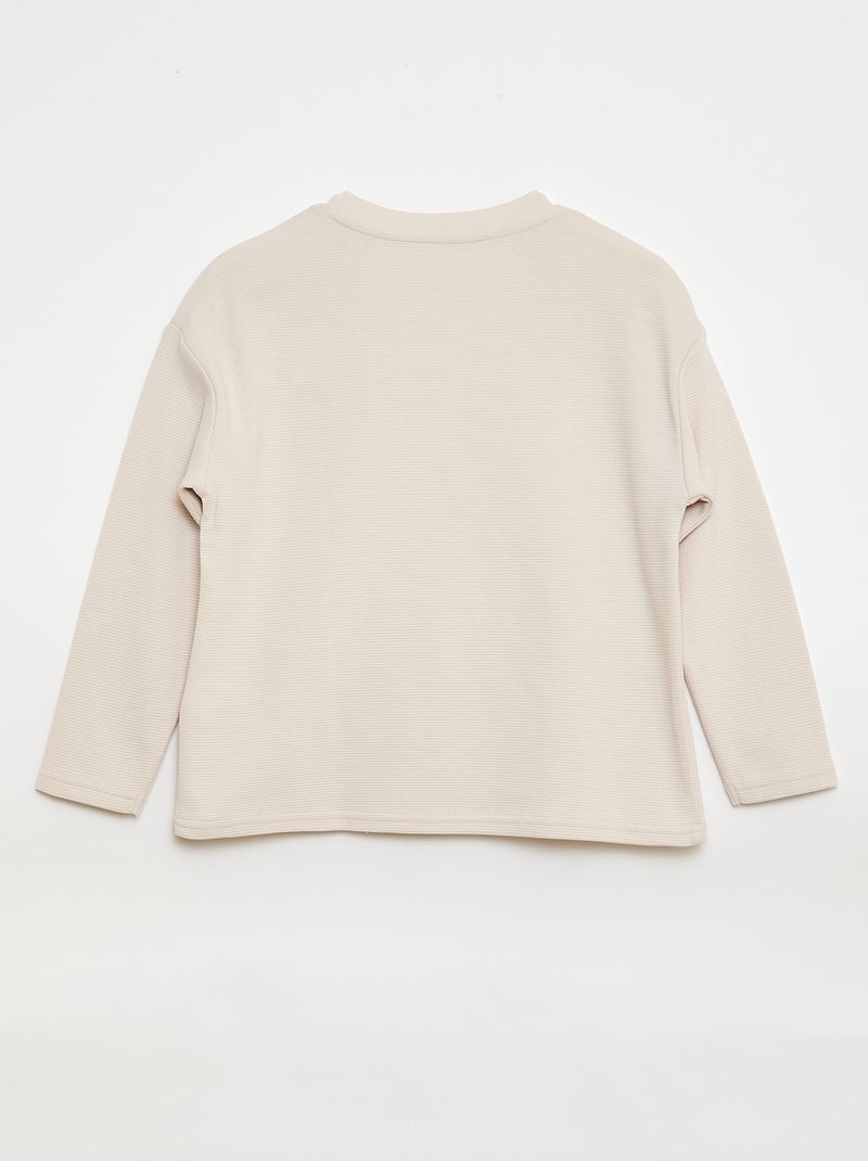T-shirt avec poche kangourou en maille Ottoman Blanc - Kiabi
