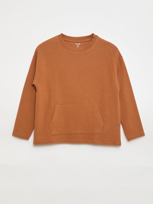 T-shirt avec poche kangourou en maille Ottoman - Kiabi