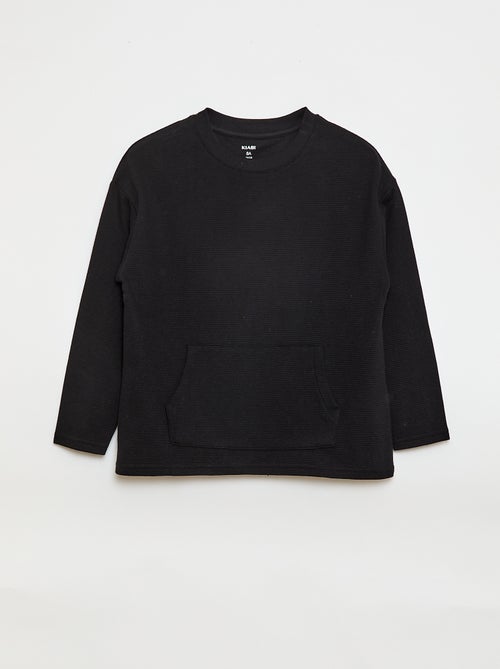 T-shirt avec poche kangourou en maille Ottoman - Kiabi