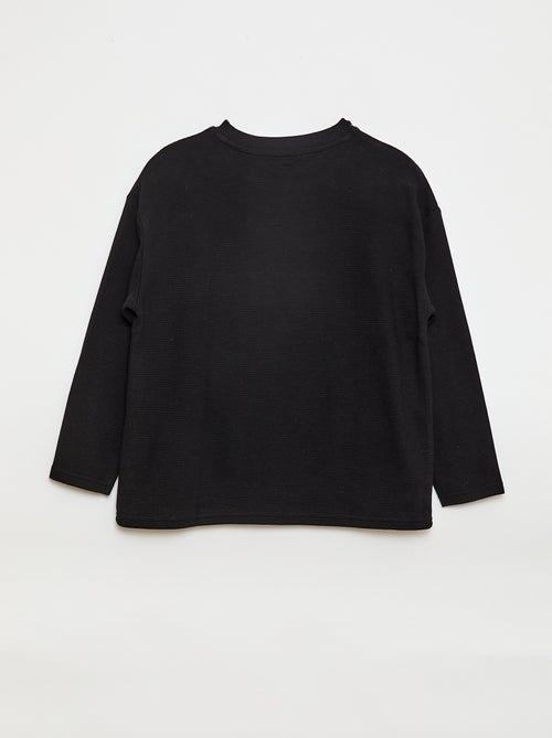 T-shirt avec poche kangourou en maille Ottoman - Kiabi