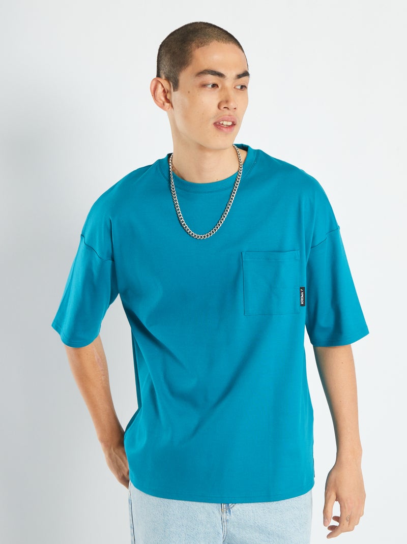 T-shirt avec poche poitrine Bleu - Kiabi