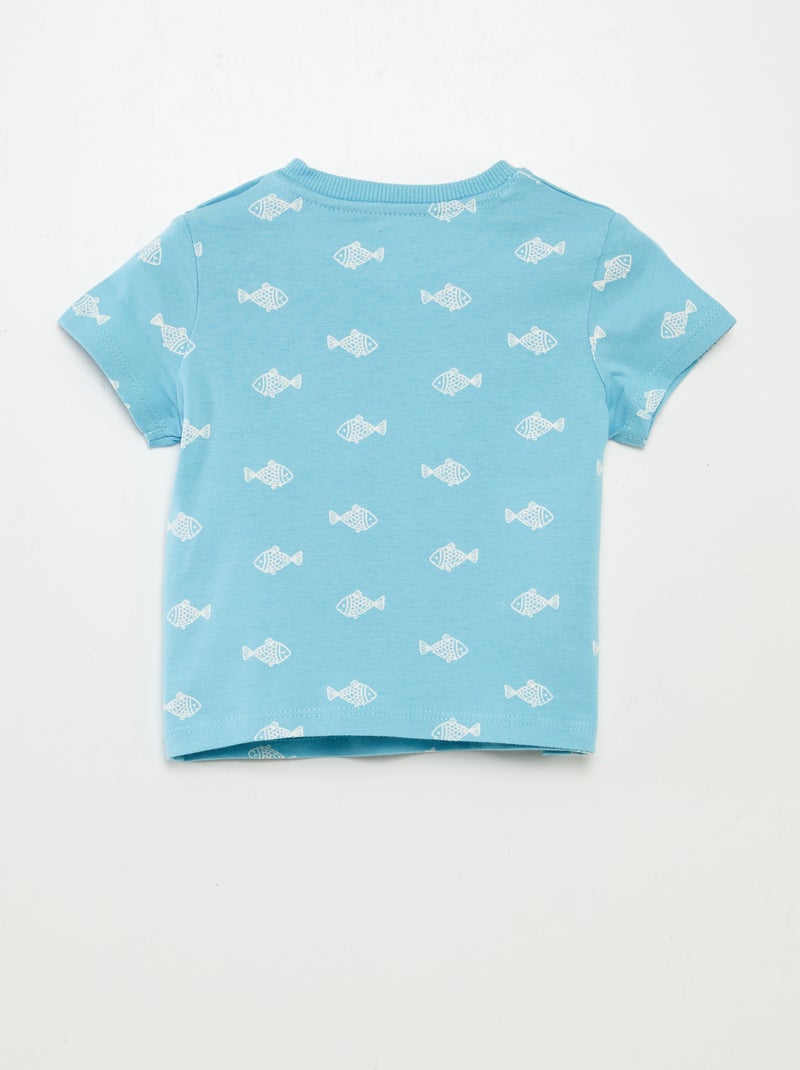 T-shirt avec poche poitrine BLEU - Kiabi