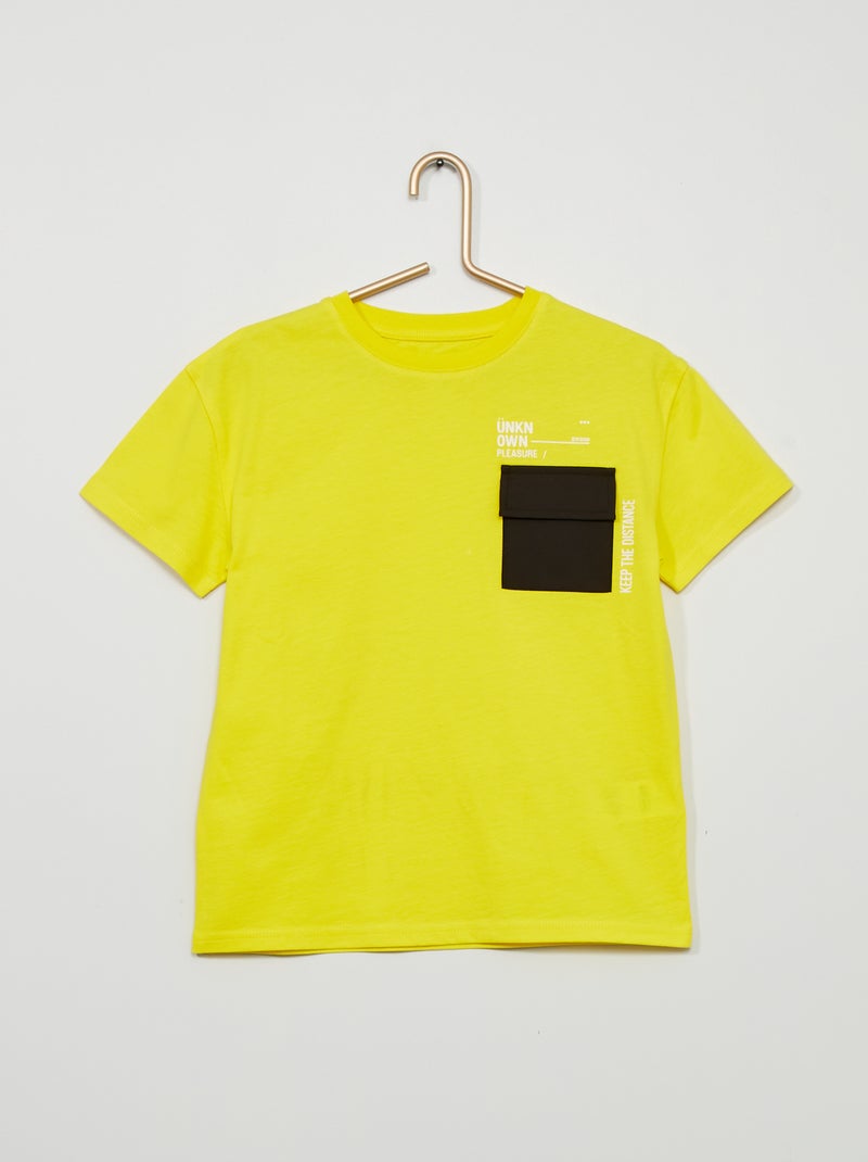 T-shirt avec poche poitrine jaune - Kiabi